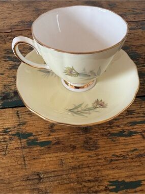 Colclough Bone China Teacup with Pink Logo and Gold Accent